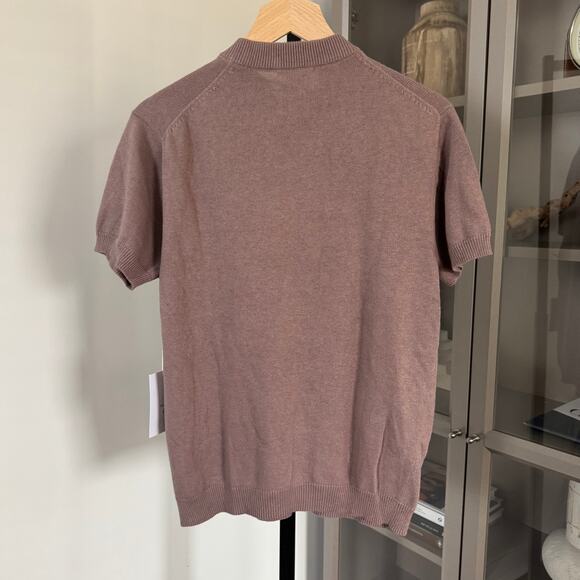 3sixteen Pima Cotton Linen Short Sleeve Mauve T-Shirt M NEW Knit V Crewneck Tee - Picture 4 of 6